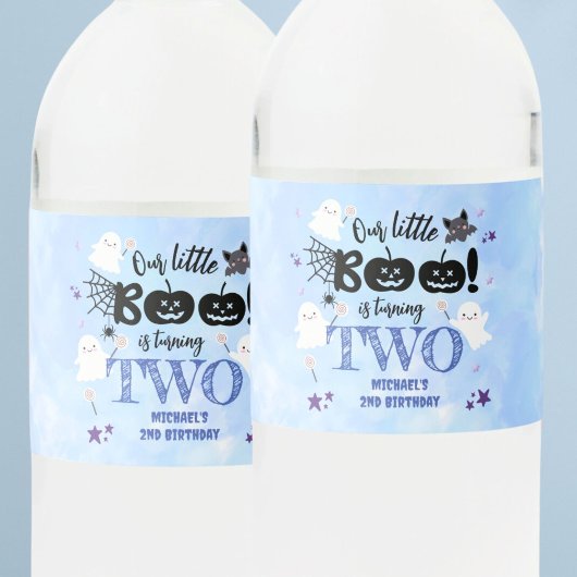 Étiquette Pour Bouteilles D'eau Petit Boo ! Cute Boy Halloween Éffrayant 2e annive