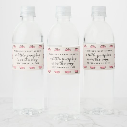 Étiquette Pour Bouteilles D'eau Petit Citrouille rose bébé fille douche (Bouteilles)