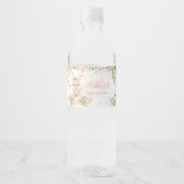 Étiquette Pour Bouteilles D'eau Petit Lapin Rose Floral (Devant)