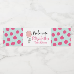 Étiquette Pour Bouteilles D'eau Petit Lapin tenant un Baby shower de ballon
