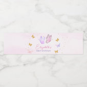 Étiquette Pour Bouteilles D'eau Petit Papillon rose violet or fille Anniversaire (Étiquettes simples)