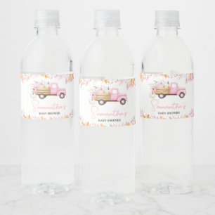 Étiquette Pour Bouteilles D'eau Petite camionnette rose pour Baby Shower d'automne
