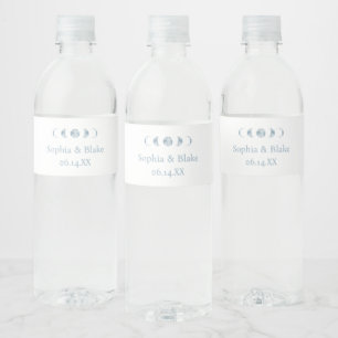 Étiquette Pour Bouteilles D'eau Phases de lune minimalistes Mariage céleste