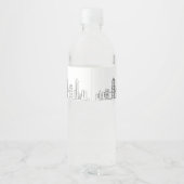 Étiquette Pour Bouteilles D'eau Philadelphie Skyline | Message de bienvenue (Dos)