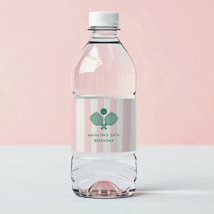 Étiquette Pour Bouteilles D'eau Pickleball Pink Green Preppy fête d'anniversaire