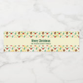 Étiquette Pour Bouteilles D'eau Pine Cones et Motif de Noël Holly (Étiquettes simples)