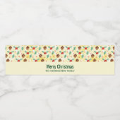 Étiquette Pour Bouteilles D'eau Pine Cones et Motif de Noël Holly (Étiquettes simples)