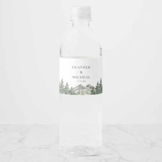 Étiquette Pour Bouteilles D'eau Pine Tree Mountain Mariage (Devant)