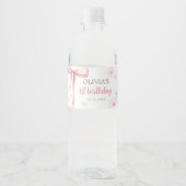 Étiquette Pour Bouteilles D'eau Pink Bow 1er anniversaire fille (Devant)