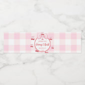 Étiquette Pour Bouteilles D'eau Pink Coquette Bow Cherry First Birthday Party (Étiquettes simples)