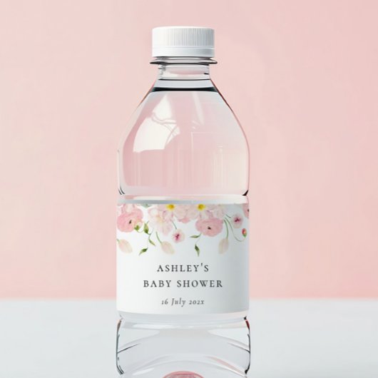 Étiquette Pour Bouteilles D'eau Pink Floral Baby Shower