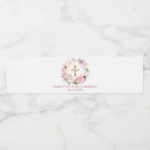 Étiquette Pour Bouteilles D'eau Pink floral wreath First Communion (Étiquettes simples)