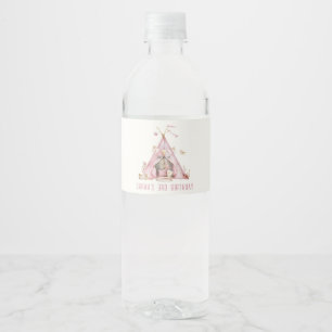 Étiquette Pour Bouteilles D'eau Pink Girls Tent Slepover Stwood Anniversaire Fête