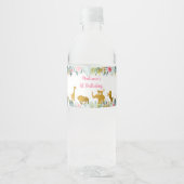 Étiquette Pour Bouteilles D'eau Pink Gold Safari verdure Anniversaire (Devant)