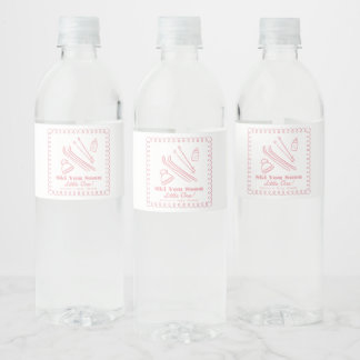 Étiquette Pour Bouteilles D'eau Pink Hand-Drawn Ski You Soon Girl Baby Shower