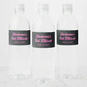 Étiquette Pour Bouteilles D'eau Pink Neon Bat mitzvah Tropical Étiquette d'eau