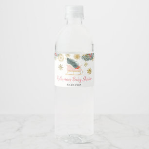 Étiquette Pour Bouteilles D'eau Pink Sleigh Baby shower Petit paquet de joie