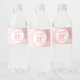 Étiquette Pour Bouteilles D'eau Pink Sparkly Vingt et unième anniversaire