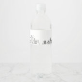 Étiquette Pour Bouteilles D'eau Pittsburgh Skyline | Message de bienvenue (Dos)