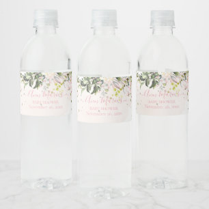 Étiquette Pour Bouteilles D'eau PixDezines Aquarelle Blush Gum Eucalyptus Mariage