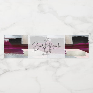 Étiquette Pour Bouteilles D'eau PixDezines Bar Mitzvah, Maroon Watercolor Swatches