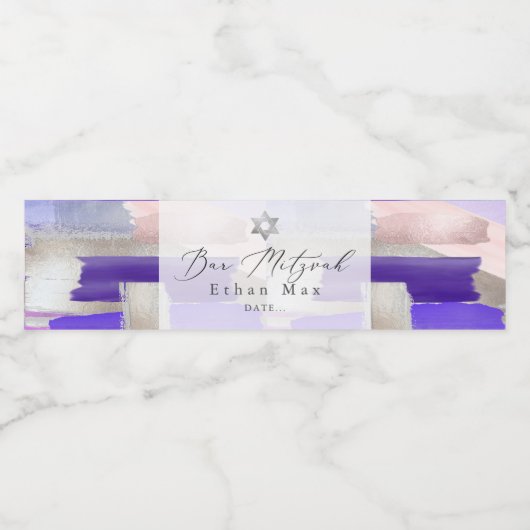 Étiquette Pour Bouteilles D'eau PixDezines Bar Mitzvah, Nuancier violet (Étiquettes simples)