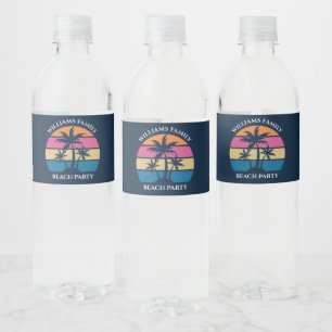 Étiquette Pour Bouteilles D'eau Plage cool Personnalisée Fête Palmiers Bleus