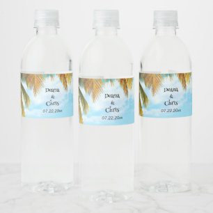 Étiquette Pour Bouteilles D'eau Plage, Palmiers, Mariage Océan