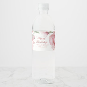 Étiquette Pour Bouteilles D'eau Plate de fête d'anniversaire rose Rose