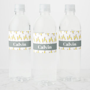 Étiquette Pour Bouteilles D'eau Pochoirs jaunes Cute kawaii blanc