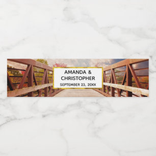 Étiquette Pour Bouteilles D'eau Pont rustique en bois dans le Mariage campagnard