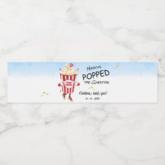 Étiquette Pour Bouteilles D'eau Pop La Question Popcorn Fiançailles (Étiquettes simples)