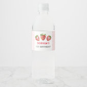 Étiquette Pour Bouteilles D'eau Premier anniversaire fraise (Devant)