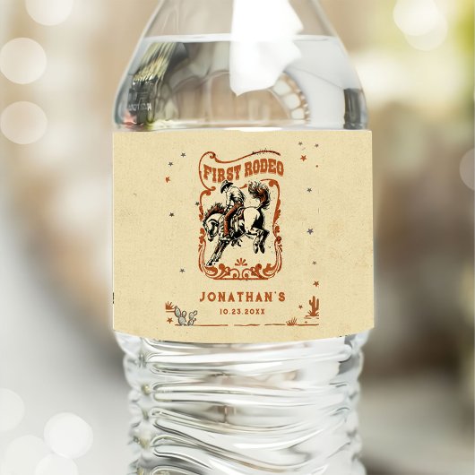 Étiquette Pour Bouteilles D'eau Premier Rodéo Western Cowboy fête d'anniversaire