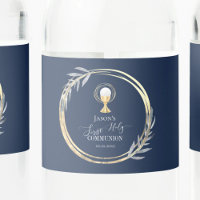 Première Sainte communion bleu et faux feuille d'o