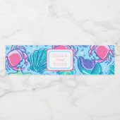 Étiquette Pour Bouteilles D'eau Préppy Mariage Beach Shell Crab Custom (Étiquettes simples)
