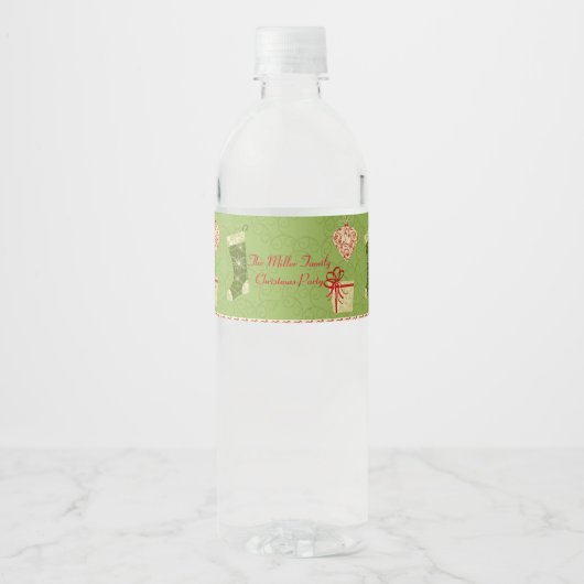 Étiquette Pour Bouteilles D'eau Présentations de Noël rétro (Devant)