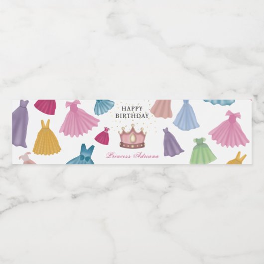 Étiquette Pour Bouteilles D'eau Princess Dresses Fairytale Petite Fille Anniversai (Étiquettes simples)