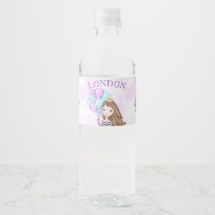Étiquette Pour Bouteilles D'eau Princesse Fille Anniversaire Lavande Turquoise Or