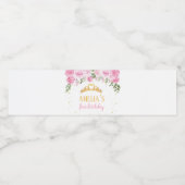 Étiquette Pour Bouteilles D'eau Princesse Florale d'or rose (Étiquettes simples)