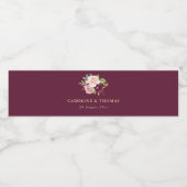 Étiquette Pour Bouteilles D'eau prune violette & pêche mariage floral (Étiquettes simples)