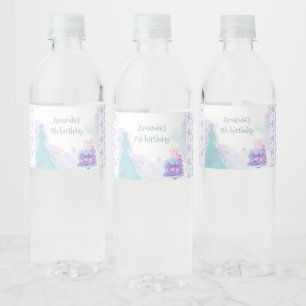 Étiquette Pour Bouteilles D'eau Purple Blue Princess Fille fête d'anniversaire