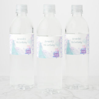 Étiquette Pour Bouteilles D'eau Purple Blue Princess Fille fête d'anniversaire