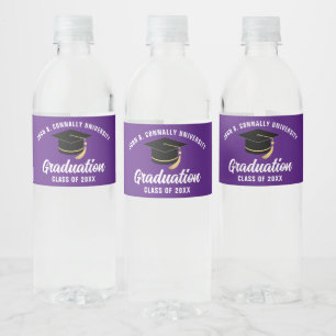 Étiquette Pour Bouteilles D'eau Purple White Custom School Graduation Party
