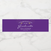 Étiquette Pour Bouteilles D'eau Purple White Script Gold Casquette Graduation (Étiquettes simples)
