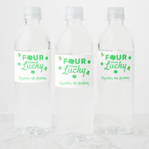 Étiquette Pour Bouteilles D'eau Quatre fois Lucky 4e anniversaire