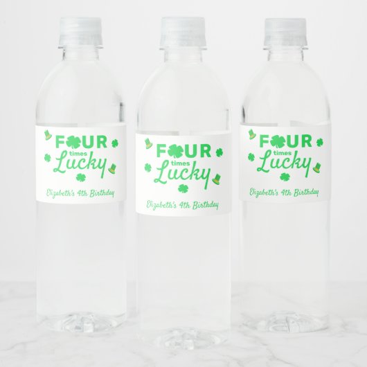 Étiquette Pour Bouteilles D'eau Quatre fois Lucky 4e anniversaire (Bouteilles)