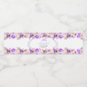 Étiquette Pour Bouteilles D'eau Quinceanera florale rose et violet (Étiquettes simples)