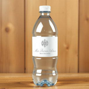 Étiquette Pour Bouteilles D'eau Quinceanera hivernale de flocons d'argent
