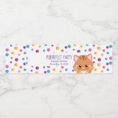 Étiquette Pour Bouteilles D'eau Rainbow Confetti Cute Kitty Chat Anniversaire (Étiquettes simples)